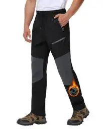 Produktbild: VILIGO Outdoorhose Herren Softshellhose Wasserdicht Winddicht Skihose Warm Fleece Gefüttert Arbeitshose Winter Trekkinghose Hohe Taille Wanderhose mit Taschen