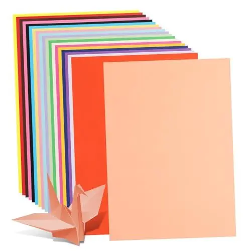 Produktbild: VILLCASE Glattes Kartonpapier 100 Blatt Farbiges Origami-papier Für Bastelarbeiten Und Sammelalben Für Jungen Und Mädchen