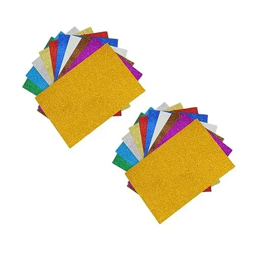 Produktbild: VILLCASE 10 Stücke A4 Schwamm Glitter Blätter Handwerk Decals für Jungen und Mädchen Regenbogen Scratch