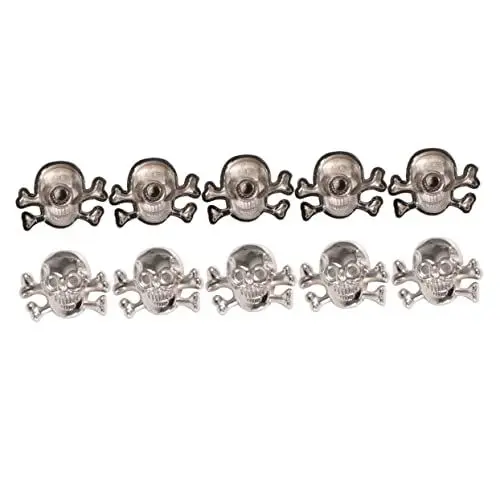 Produktbild: VILLCASE 10st -nietenbolzen -schnellnieten Nieten Leder Selber Machen Totenkopfnietbolzen Schädelniete Selber Machen Knochengotik Gestüt Diy Kopfbedeckung Punk