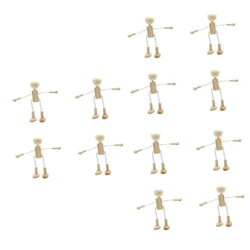 Produktbild: VILLCASE 12 Stk holzpuppe Puzzle-Spielzeug Menschen aus unfertigem Holz Rätsel Modelle Unfertige Puppen selber machen pädagogisches Bastelspielzeug Graffiti Holznagel Skulptur Wäscheklammer