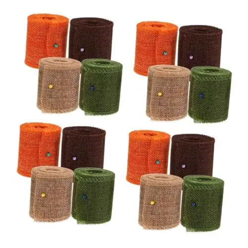 Produktbild: VILLCASE 16 Rollen Leinenstreifen selber machen Hochzeitsband natürliches Sackleinenband DIY Bastelband Hochzeit Sackleinenband weihnachtsdeko christmas decorations Partei dekoratives