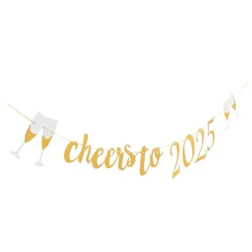Produktbild: VILLCASE Neujahrsbanner 1 Stück Einfache Einrichtung Wiederverwendbare Glitzernde Wimpelkette für Silvesterfeiern Partydekorationen