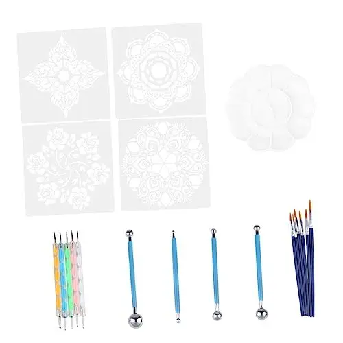 Produktbild: VILLCASE 1 Satz 20St Werkzeuge zum Malen von Mandalas kit de manicura Mandala-Zeichnungsschablonen Mal-Kits Mandala schablonen maleranzug Stift für Ölmalerei Vorlagen zum Malen von Mandalas