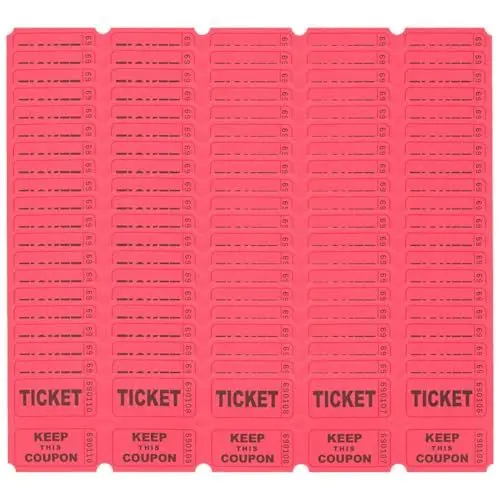 Produktbild: VILLCASE 1 Satz Los Doppelt Tickets in Großen Mengen Tür Preise Korb Partykarten Adressetiketten Planke Spendenkarten Spiel Tickets Etiketten Abstimmung Auktionen Fahrkarte Papier Rot 200st