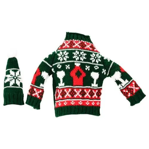 Produktbild: VILLCASE 1 Satz Weihnachtspullover Weinflaschen-Set Weihnachtsflaschenhüllen Kleidung Zum Schutz Von Weinflaschen Weinzubehör Basteln Mit Polyester Dekorativer Wein Weinflaschenverschluss