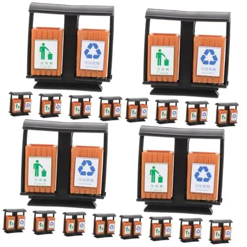 Produktbild: VILLCASE 4 Sets Miniatur Mülltonne Mülleimer Modell Sand Tisch Zubehör Jungen Und Mädchen Spielspielzeug Abs-material 5 Stück * 4