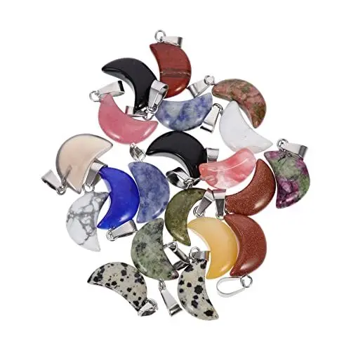 Produktbild: VILLCASE 20st Achat-anhänger Kettenanhänger Achatscheibe Anhänger Sternenzauber Diy Halskette Mondstern-charme Lose Perlen Achat-kristall-anhänger Telefon Ohrringe Liebe Armband Legierung