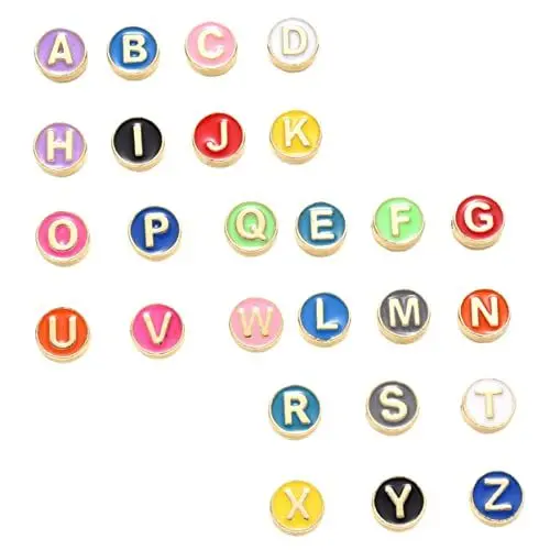 Produktbild: VILLCASE 26st Alphabet-perlen Kandi-perlen Perlen-kits Perlen Masse Perlen Zur Schmuckherstellung Strass-anhänger Tropfenperlen Klare Perlen Alphabete Abstandsperlen Armbandperlen Legierung