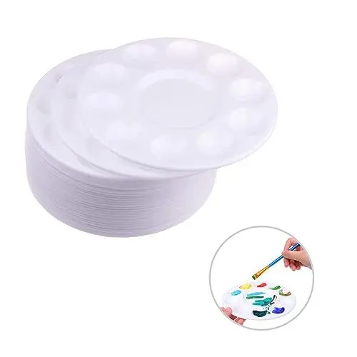 Produktbild: VILLCASE 28st Farbtablett Farbwanne Für Kinder Farbhalterschale Rundes Tablett Farbwanne Für Kunst Kunst Aquarellfarbenschalen Palettenfach Weiß