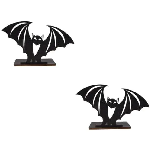 Produktbild: VILLCASE 2St Halloween-Kerzenhalter Halloween-Kerzenständer Tischkerzenhalter Halloween Dekoration Halloween tischdeko Halloween atmosphäre Tischdekoration Tafelaufsatz für Halloween Holz