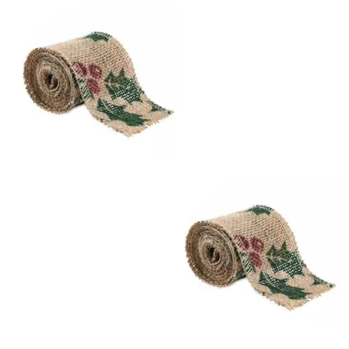Produktbild: VILLCASE 2St Weihnachtsband ribbon bandfeile tannenbaum fertig geschmückt Weihnachtsbaumdekoration christbaumdeko Grün DIY Bastelband Weihnachtsleinenband DIY handgemachtes