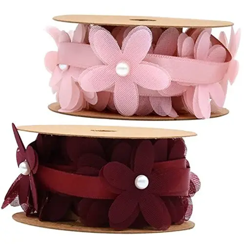 Produktbild: VILLCASE Blumenband 2 Rollen Mit 2 M Spitzenbändern Für Hochzeiten Stoffband Verpackungsmaterial Und Vielseitig Einsetzbar