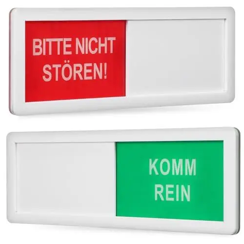 Produktbild: VILLCASE 2 Stück BITTE NICHT STÖREN - KOMM REIN Türschild, Acryl-Kunststoff Privatsphäre Türschild mit Schieber, 18x6x0,5cm Selbstklebend Bitte Nicht Stören Schild für Büros, Heim