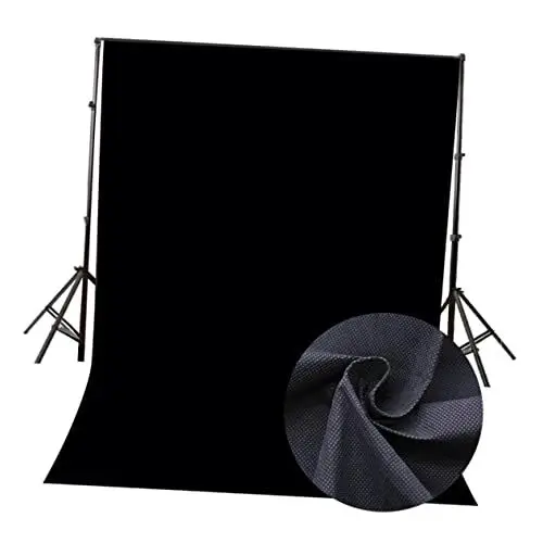 Produktbild: VILLCASE 2m Fotostudio Hintergrund Schwarz Vlies-Hintergrund Einfacher Für Bilder Videofotografie Fotoautomaten-filmaufnahmen Schmutzabweisend Leicht Zu Reinigen