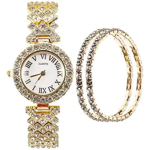 Produktbild: VILLCASE 2st Quarz-Armband Sterling Uhr Armbanduhr Luiviton Diamantuhren Für Damen Modeuhren Für Damen Quarz Damenuhr Regalos Dia De La Madre Frau Weihnachten Rostfreier Stahl Lünette