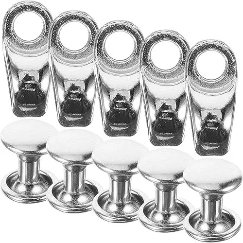 Produktbild: VILLCASE 30 Stück Schnürsenkelhaken Stiefelnieten Sicherheitsschnürsenkelschnallen Für Klettern Wanderschuhe Arbeit Outdoor Bergsteigerstiefel Silber