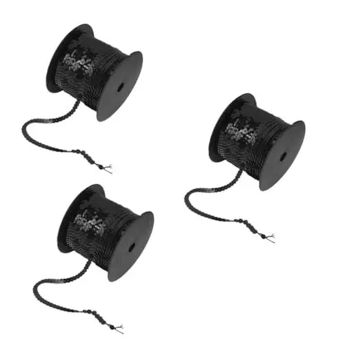 Produktbild: VILLCASE 3St facettierte Pailletten holografische Pailletten lose Pailletten-Pailletten-Trimmspule Hut Pailletten paillettenband bastelmaterial stitsch metallische flache Pailletten Black