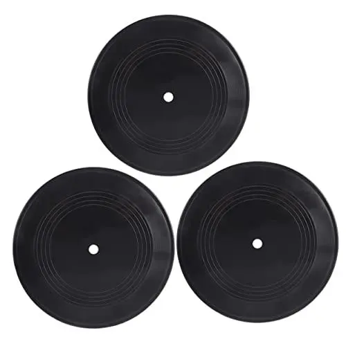 Produktbild: VILLCASE 3 Stück Dekorative Aufzeichnungen leere Vinyls Wandbehang retro Aufzeichnungen für die Wand Cool Dekoration für Vinyl-Schallplatten Schallplatten zur Wanddekoration Plastik Schwarz