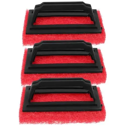Produktbild: VILLCASE 3 Stück Siebdruck-Scheuerpads mit Griff, Siebdruck-Peeling-Pad Siebdruck-Tinten-Peeling-Bürste Scrub für Alle Siebdruck-Anforderungen Siebdruck-Zubehör Siebdruck-Scheuerpad - Rot