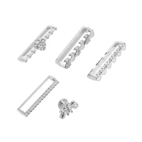 Produktbild: VILLCASE 4 Stück Elegante Dekorative Ringe aus Zinklegierung mit Strass für Smartwatch Armbänder Einfach zu Reinigen Pflegen für Täglichen Gebrauch und Feiern