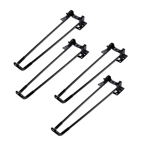 Produktbild: VILLCASE 4 Stück Klappbare Tischbeine, Metallische Haarnadelbeine, Stabile Eisen-Tischfüße, Schwarz, 43cm HöHe, Haarnadel Tischbeine Ideal für Couchtisch, Schreibtisch, Betttisch, DIY-Möbel