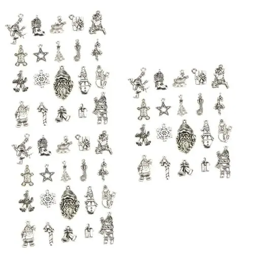 Produktbild: VILLCASE 60 Stk antiker Silberanhänger Schmuck liefert Charme weihnachtsschmuck finden Zubehör aus tibetischem Silber Weihnachtsanhänger DIY Schmuckzubehör Legierungsanhänger für DIY Silver
