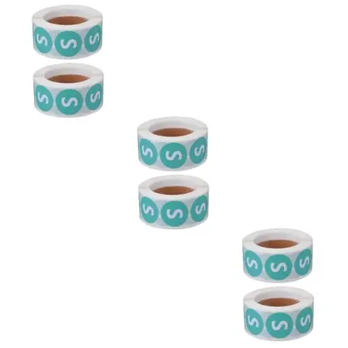 Produktbild: VILLCASE 6 Rollen Aufkleber In Konfektionsgröße Farbige Aufkleber Einzelhandel Bekleidung Kreis Shirts Farbige Etiketten Aufkleber Aufkleber Leere Aufkleber Bekleidungsetikett