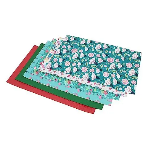 Produktbild: VILLCASE 6 Stück Blätter Flamingo-leder Patchwork-materialien Selber Machen Diy-nähmaterial Nähset Für Leder Lederreste Geprägt Ohrhänger Für Mädchen Zubehör Mädchen Basteln Stoff Handbuch