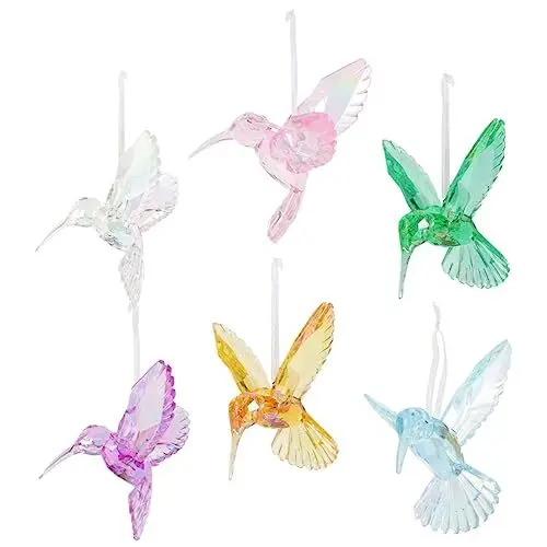 Produktbild: VILLCASE 6 Stück Kristall-Vogel-Anhänger Transparente Weihnachtsdekorationen Heimdekorationen Weihnachtsdekorationen -Dekoration Deckenbehang Dekoration Für Zuhause Anhänger
