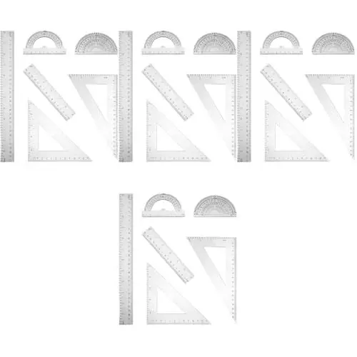 Produktbild: VILLCASE 8 Sätze Geometrie-Werkzeugsatz messwerkzeuge Messer kaufen Grafisches Lineal Karte groß runden linear Winkelmesser Lineal Dreiecksbrett Lineal und Winkelmesser p.s Transparent