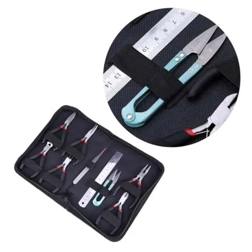 Produktbild: VILLCASE Mini-zangen-werkzeugset Zur Schmuckherstellung Mit Perlen 9-teilig Runde Und Flache Spitze Gehärteter Kohlenstoffstahl Plattiert Für Drahtarbeiten Zufällige Farbe