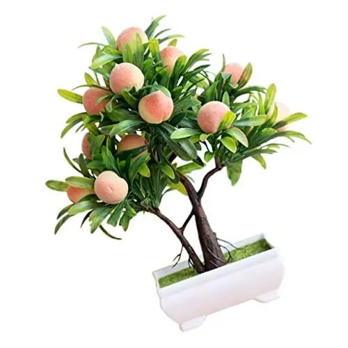 Produktbild: VILLCASE Eingetopfter Pfirsichbaum Gefälschte Pfirsich-topfpflanze Grün in Töpfen Kunstpflanze Für Den Schreibtisch Realistischer Pfirsichbonsai Mini Büro Pfirsich Dekoration Plastik