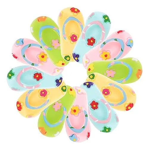Produktbild: VILLCASE Haarspangen Für Kinder 12st Flip-flops-zubehör Fotorahmen-dekor Flip-flops-verzierung Sandalen, Schuhe, Handyhüllenanhänger Haarspange- Mini-slipper- Baby Schuhe Creme Kind Harz