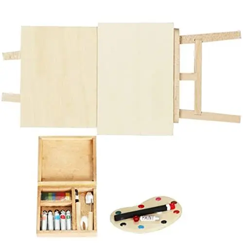 Produktbild: VILLCASE Miniatur-staffelei Mit Mini- -malwerkzeug Hölzernes Mini-staffelei-modell Für Miniaturhäuser Und Kunstprojekte