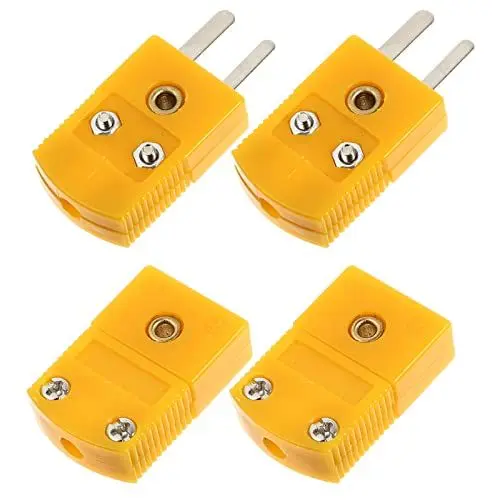 Produktbild: VILLCASE 4 Stück K-Typ Thermoelement Stecker Adapter, Kunststoff und Metall, Gelb, für Präzise Temperaturmessung und Einfache Installation