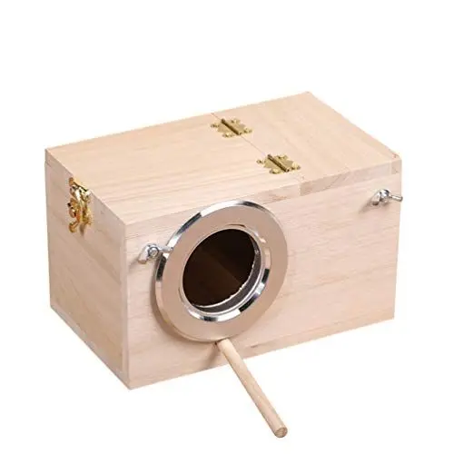 Produktbild: VILLCASE Wellensittich Brutkasten Sittich Nistkasten Zuchtkasten Käfig Holzhaus für Lovebirds Nymphensittich （7. 87 X 4. 72 X 4. 72） Vogelhaus