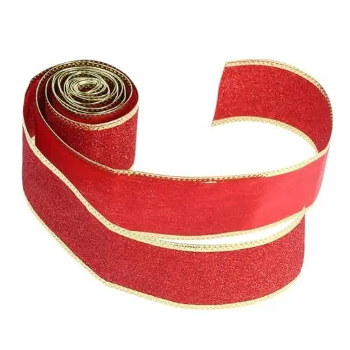Produktbild: VILLCASE exquisites Weihnachtsband seidenband bändchen Bastelband machen weihnachten Wohnkultur das dekoratives Glitzerband Bandverzierungen Krawatte Dekorationen Geschenkbox