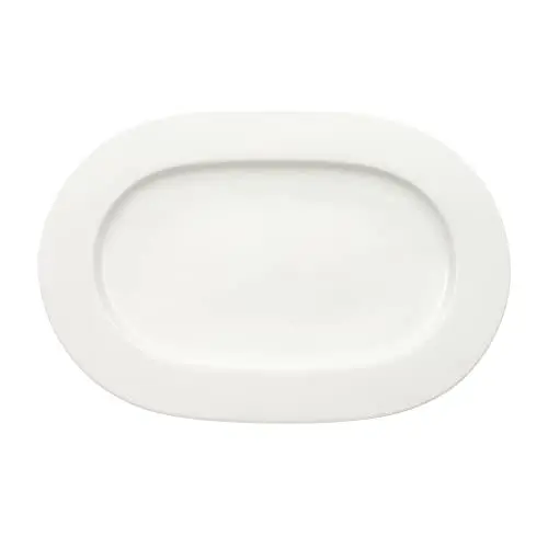 Produktbild: Villeroy & Boch Royal ovale Platte, elegante Servierplatte mit erhöhtem Rand aus hochwertigem Premium Bone Porzellan, spülmaschinenfest, 34 cm