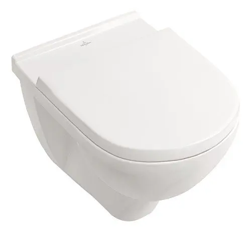 Produktbild: Villeroy & Boch Spülrandloses Wand-WC O.Novo mit WC-Sitz, 5660HR01, Tiefspüler spülrandlos mit waagerechtem Abgang, Combi-Pack, Absenkautomatik, Keramik, Weiß, 04790 6