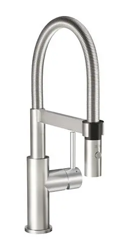 Produktbild: Villeroy & Boch Steel Expert Compact Küchenarmatur, Hochdruck, Wasserhahn Küche mit Umschaltfunktion und schwenkbarem Auslauf, Spültischarmatur wassersparend, Auslauf Höhe 143mm, Edelstahl massiv