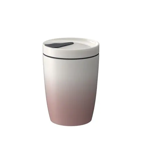 Produktbild: Villeroy & Boch To Go Becher S powder, 2-teilig, 290 ml, Premium Porzellan/Silikon, Weiß/Rosa, 1 Stück (1er Pack)