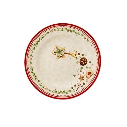 Produktbild: Villeroy & Boch Winter Bakery Delight Frühstücksteller Sternschnuppe, 21,5 cm, Premium Porzellan, Weiß/Rot/Beige