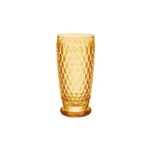 Produktbild: Villeroy & Boch – Boston Saffron Longdrink-Glas Gelb, Spülmaschinenfest, Außergewöhnliches Glas, Trinkglas groß, Caipirinha Glas, Mojito Glas, Cocktail Glas, Kristallglas