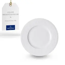 Produktbild: Villeroy & Boch – Cellini Früstücksteller 22 Cm Weiß, Spülmaschinenfest, Mikrowellensicher, Dessertteller Weiß, Frühstücksgeschirr, Essteller Keramik, Teller, Premium Porzellan