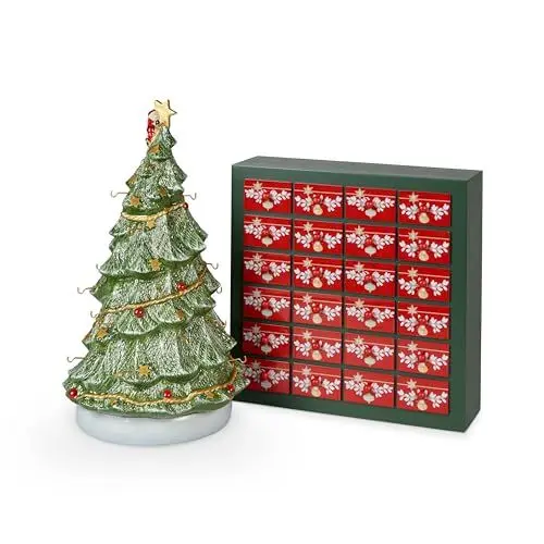Produktbild: Villeroy & Boch – Christmas Toy's Memory Adventskalender Set 26 Teilig Mit 24 Porzellanfiguren Inklusive Weihnachtsbaum Zum Aufhängen, 24 Türchen, Weihnachten, Weihnachtsdeko, Porzellan