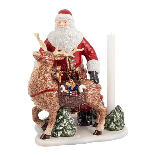 Produktbild: Villeroy & Boch - Christmas Toy's Memory Santa mit Hirsch, dekorative Figur aus Hartporzellan, für Stabkerzen geeignet, bunt, 30 x 24 x 35 cm