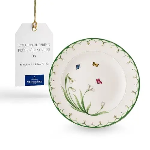 Produktbild: Villeroy & Boch – Colourful Spring Frühstücksteller, Ostern Teller Bunt, Osterteller, Ostergeschirr Keramik, Geschirr Frühling, Blumenmuster, Schmetterlinge, Premium Porzellan