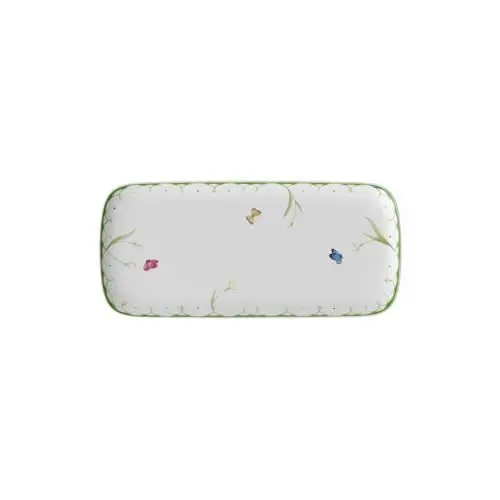 Produktbild: Villeroy & Boch – Colourful Spring Kuchenplatte Weiß/Bunt, Spülmaschinenfest, Mikrowellensicher, Tortenplatte, Servierplatte Ostern, Tablett Rechteckig, Oster Deko, Ostern Deko, Premium Porzellan