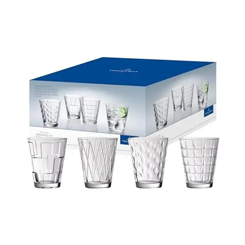 Produktbild: Villeroy & Boch – Dressed Up Wasserglas Set 4 teilig, 310 ml, Spülmaschinenfest, Besondere Trinkgläser, Gläser Wasser, Trinkglas Set, Saftgläser, Kristallglas